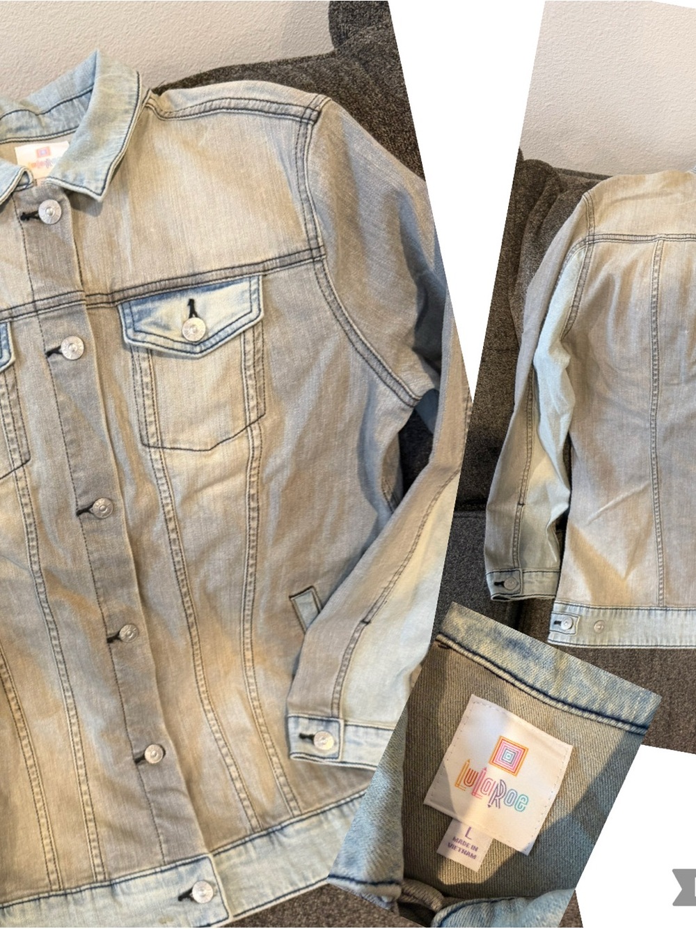 LuLaRoe Light Denim Jean Jacket for women Wear - Pale Blue